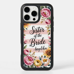 Sister of the Bride Blush Floral Wedding Accent iPhone 16 Pro Max Case