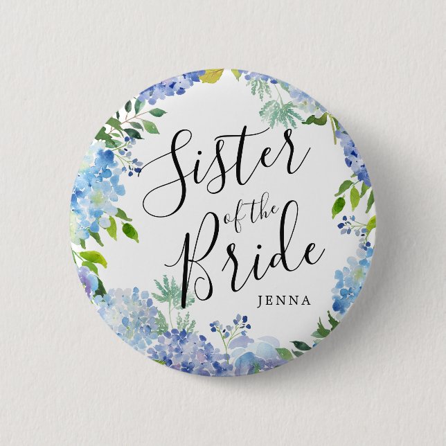 Sister of the Bride | Carolina Bloom Wedding Button (Front)