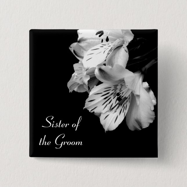 Sister of the Groom Alstroemeria Lily Button (Front)