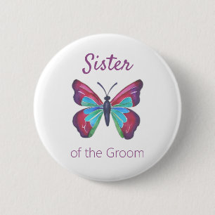 Sister of the groom Butterfly Button