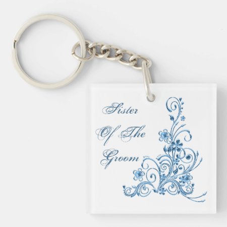 Sister Of The Groom: Sky Blue Elegance Keychain