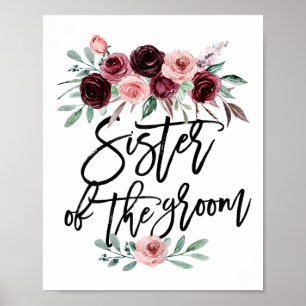 Sister Of The Groom Wedding Inlaw Bridesmaid Honor Poster