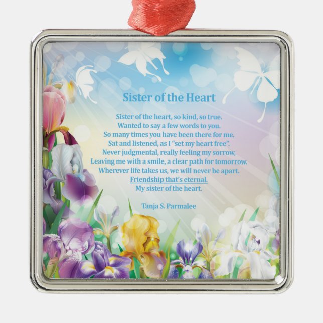 Sister of the Heart Poetry Collector Metal Ornament (Front)