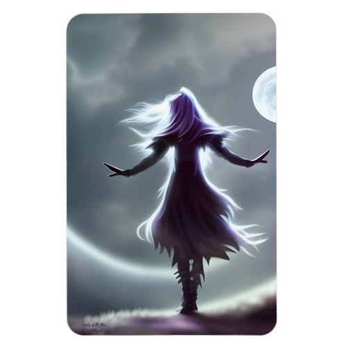 Sister of the Moon AI Fantasy Digital Art Print Magnet