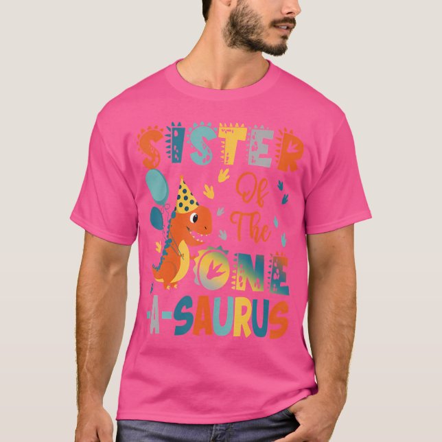 Sister Of The One-A-Saurus 2Nd Birthday Dinosaur P T-Shirt (Front)