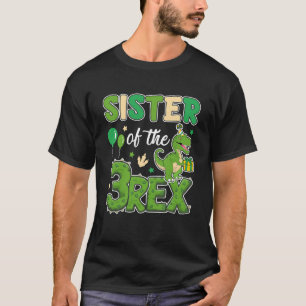 Sister Of The Three Rex Birthday Dinosaur Family M T-Shirt