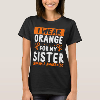 Sister Orange Ribbon Twin Leukemia Awareness T-Shirt