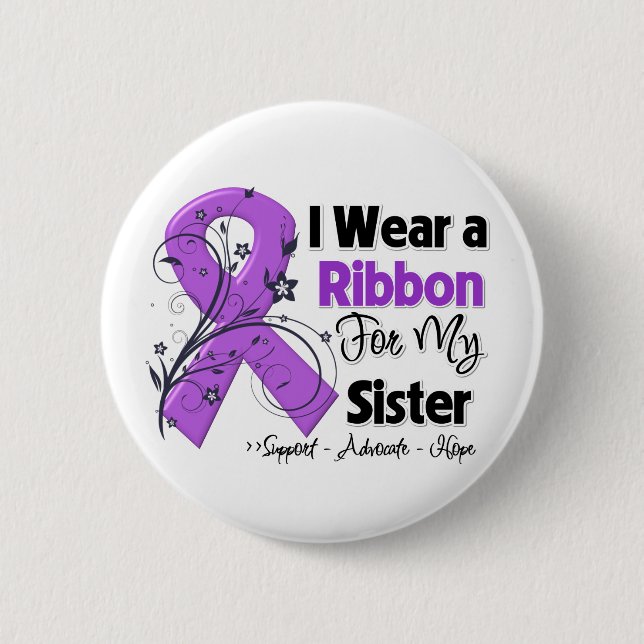 Sister - Pancreatic Cancer Ribbon Button (Front)