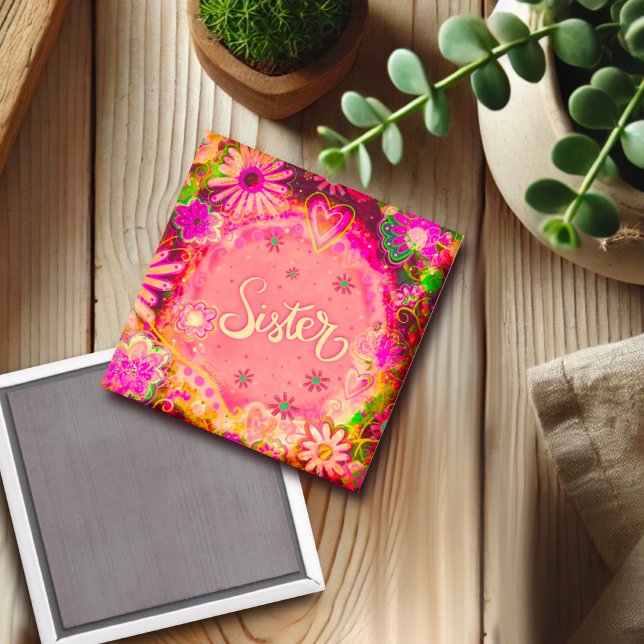 Sister Pink Pretty Floral Inspirivity Magnet (Creator Uploaded)