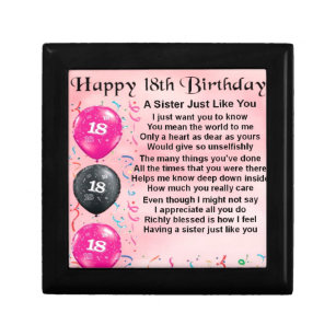 Sister Poem  -   18th Birthday Design Jewelry Box