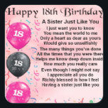 Sister Poem  -   18th Birthday Design Square Sticker<br><div class="desc">A great gift for a sister on her 18th birthday.</div>