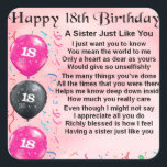 Sister Poem  -   18th Birthday Design Square Sticker<br><div class="desc">A great gift for a sister on her 18th birthday.</div>