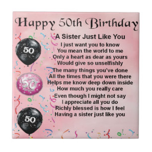 sister poem - 50th birthday design ceramic tile