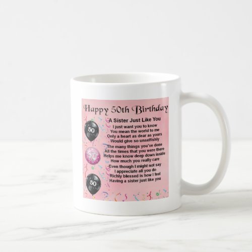 sister poem _ 50th birthday design coffee mug