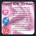 Sister Poem  - 80th Birthday Square Sticker<br><div class="desc">A great gift for a sister on her 80th birthday</div>