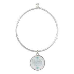 Sister Poem by Christina Rossetti Turquoise Script Bangle Bracelet