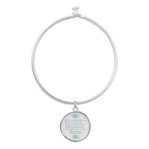 Sister Poem by Christina Rossetti Turquoise Script Bangle Bracelet