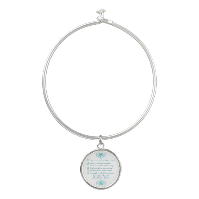 Sister Poem by Christina Rossetti Turquoise Script Bangle Bracelet (Front)