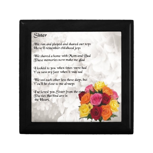 Sister Poem - Flowers Keepsake Box (Front)