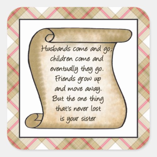 Sister poem fun sentimental sticker