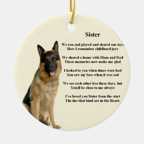 Sister Poem _ German Shepherd Dog Ceramic Ornament