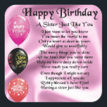 Sister Poem - Happy Birthday Design Square Sticker<br><div class="desc">A great gift for a sister on her birthday</div>