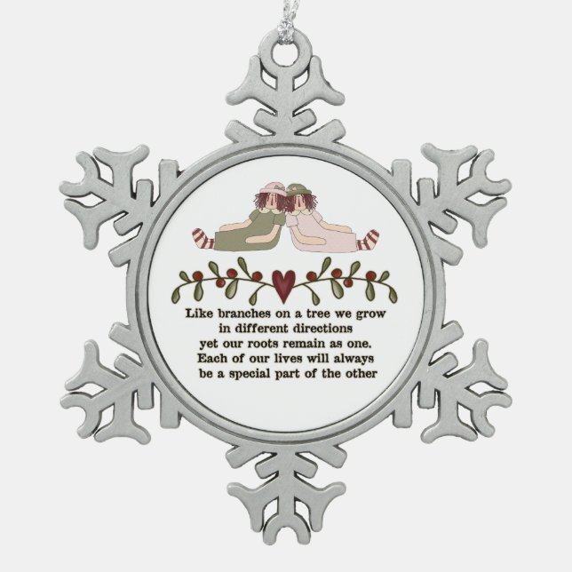 Sister Poem Holiday Christmas Snowflake ornament (Front)