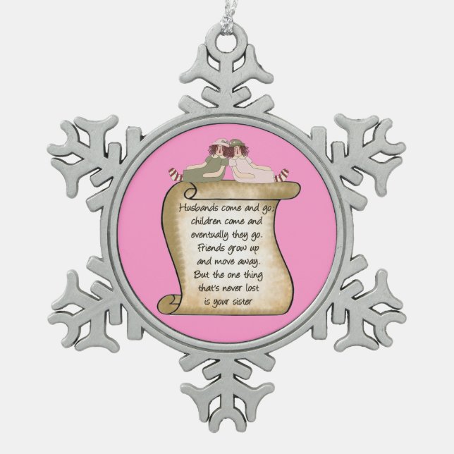 Sister Poem Holiday snowflake ornament (Front)