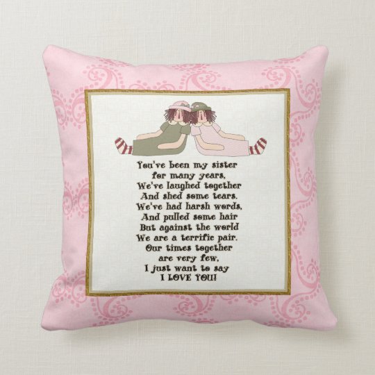 Sister Poem Pillow Zazzle