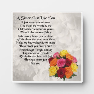Sister Poem Plaque - Flowers  Design