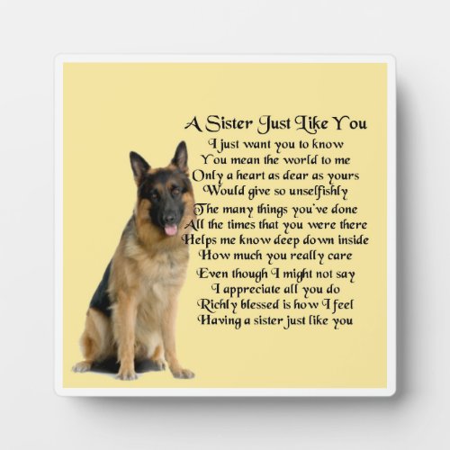 Sister Poem Plaque _ German Shepherd  Design