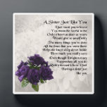 Sister Poem Plaque -  Purple Roses  Design<br><div class="desc">A great gift for a special sister</div>