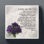 Sister Poem Plaque -  Purple Roses  Design<br><div class="desc">A great gift for a special sister</div>
