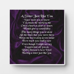 Sister Poem Plaque -  Purple Silk  Design