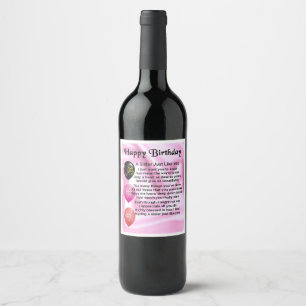 Sister  Poem Wine Bottle Label  -  Happy Birthday