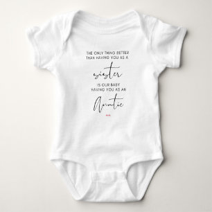 Sister promoted to Auntie , pregnancy reveal Baby Bodysuit