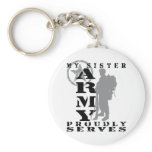 Sister Proudly Serves - ARMY Keychain