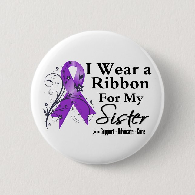 Sister Purple Ribbon - Pancreatic Cancer Button (Front)