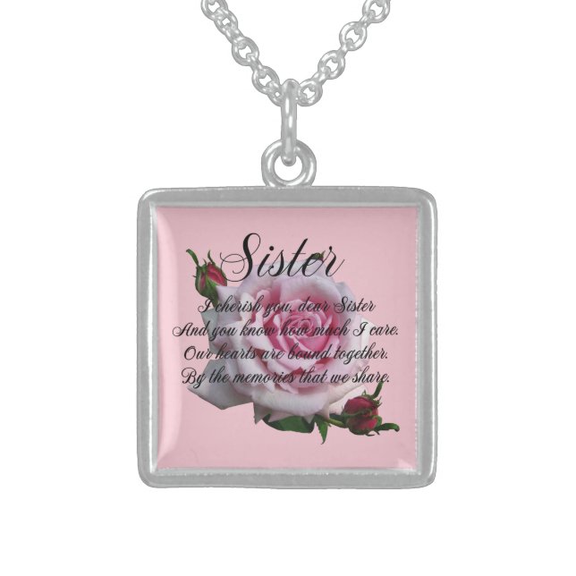 SISTER QUOTE STERLING SILVER NECKLACE (Front)