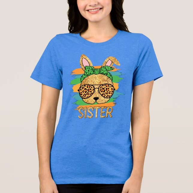  Sister Rabbit with Glasses Custom Art Print Tri-Blend Shirt (Front)