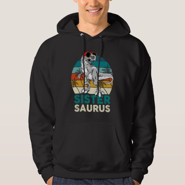 Sister Saurus Dinosaur Matching Family T Rex Vinta Hoodie (Front)
