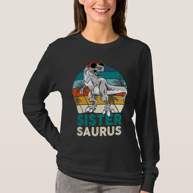 Sister Saurus Dinosaur Matching Family T Rex Vinta T-Shirt (Front)