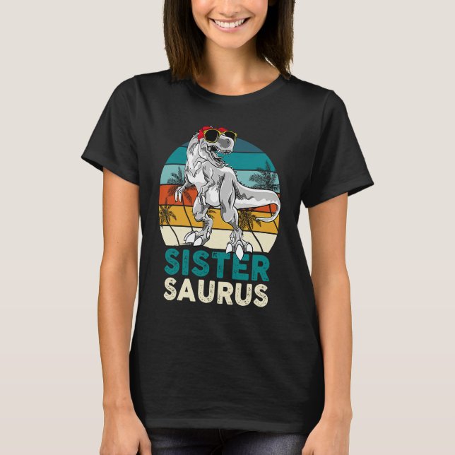 Sister Saurus Dinosaur Matching Family T Rex Vinta T-Shirt (Front)