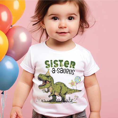 Sister_saurus Dinosaur Theme Kids Birthday Party T_Shirt