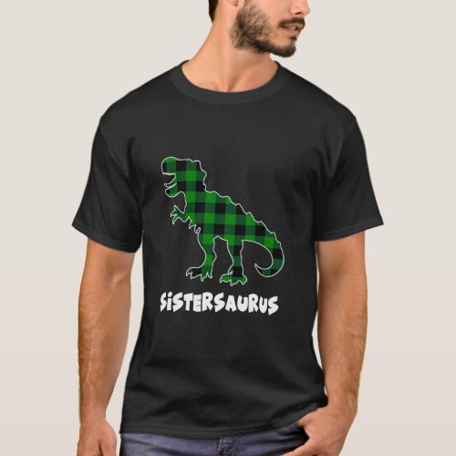 Sister Saurus Rex Dinosaurs plaid St Patricks Day  T_Shirt
