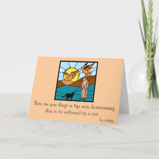 Sister Seraphim with Cats and Bird Letterpress Thank You Card