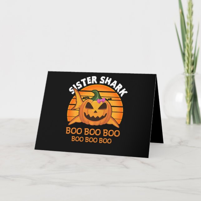 Sister Shark Boo Boo Boo Funny Halloween Gifts Card (Front)