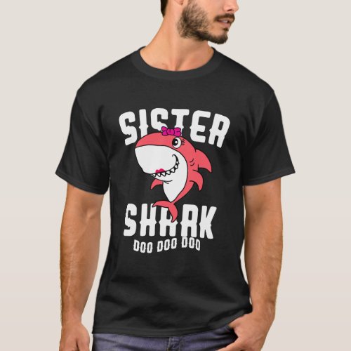 Sister Shark Daughter Girls Birthday Halloween Chr T_Shirt