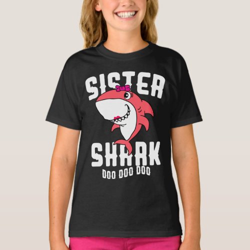Sister Shark Girls Birthday Halloween Christmas T_Shirt