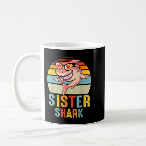 Sister Shark Vintage Retro Shark Lover Mothers Da Coffee Mug